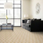 fashion inspired carpeting in living room