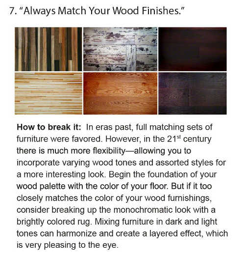 always match your wood finishes